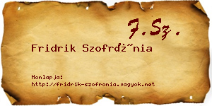 Fridrik Szofrónia névjegykártya